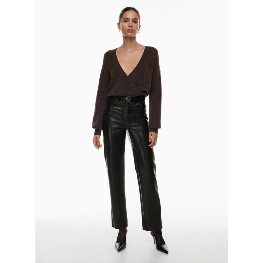 Aritzia Wilfred The Melina Black Vegan Leather Straight Leg Pant